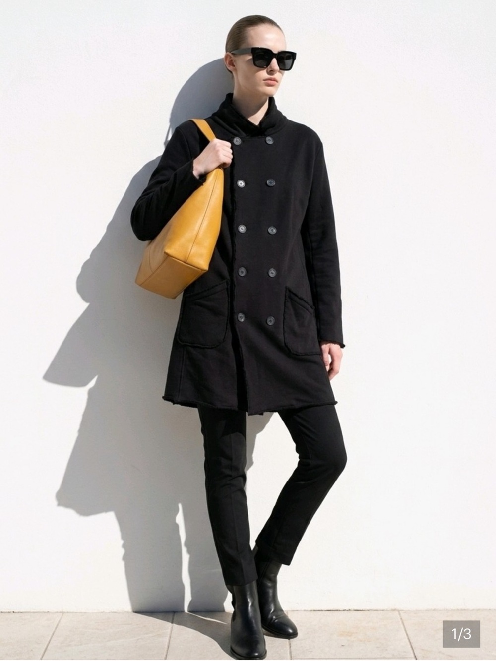 Frank & Eileen Black Double-Breasted Trench Coat